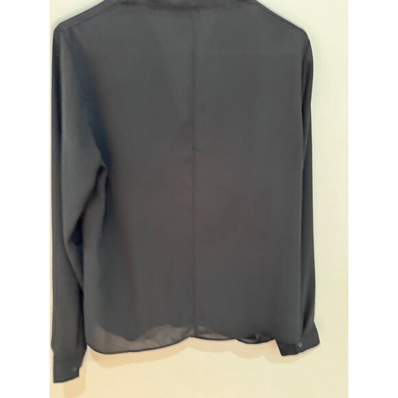 Mossimo Black Wrap Drape Blouse V-Neck Long Sleeve Womens M Polyester - Picture 5 of 7